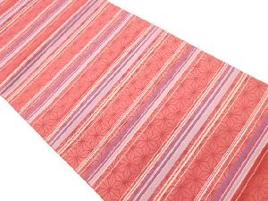 横段に麻の葉模様織出し袋帯